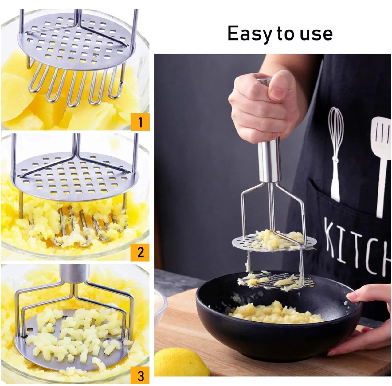 Homlly Stainless Steel Potato Masher