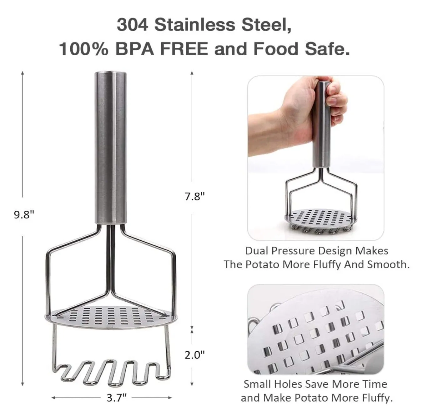 Homlly Stainless Steel Potato Masher