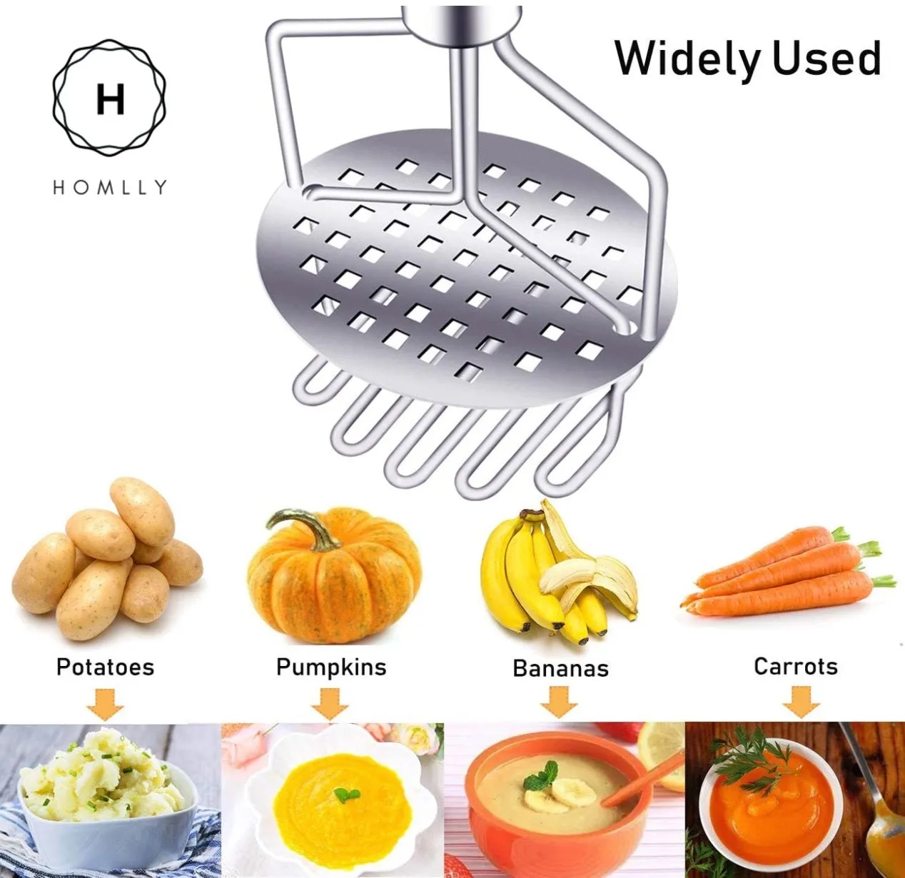 Homlly Stainless Steel Potato Masher