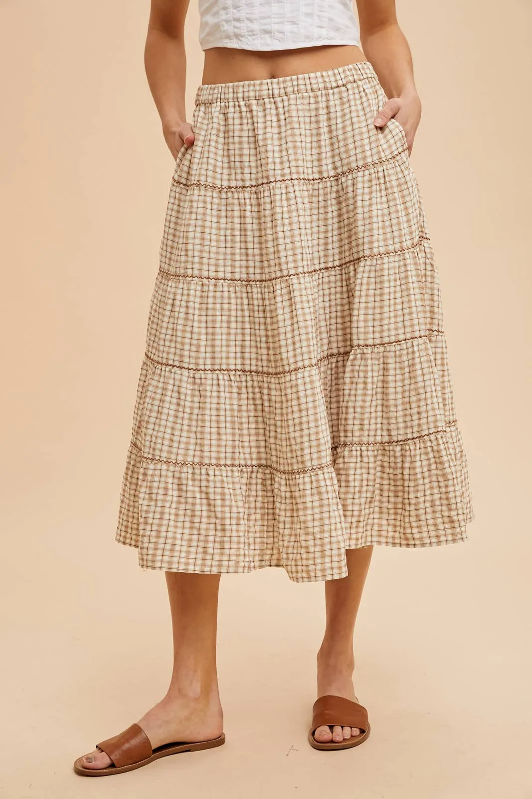 Honeyhill Gingham Midi Skirt