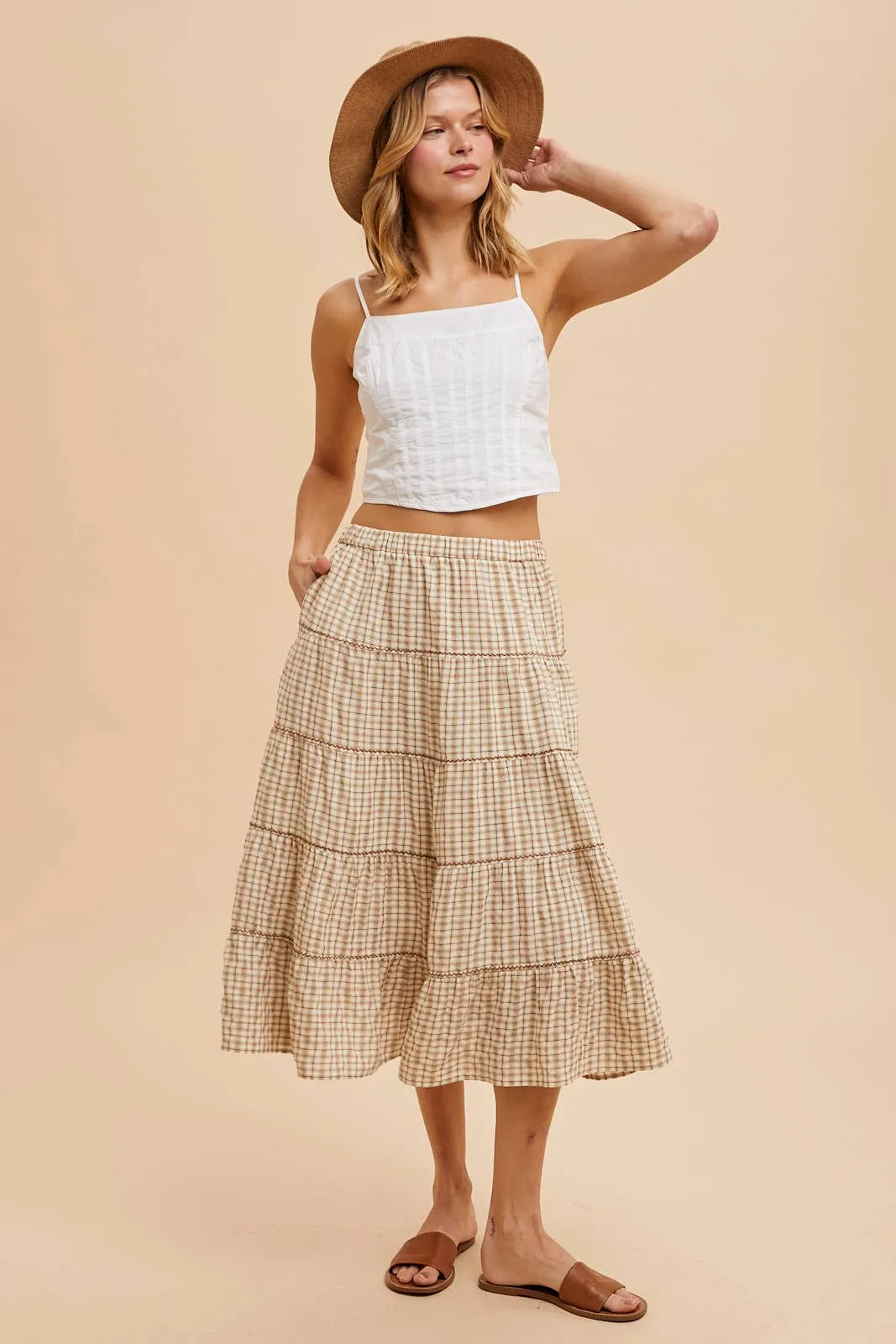 Honeyhill Gingham Midi Skirt