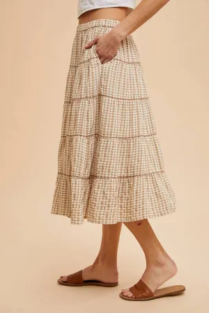 Honeyhill Gingham Midi Skirt