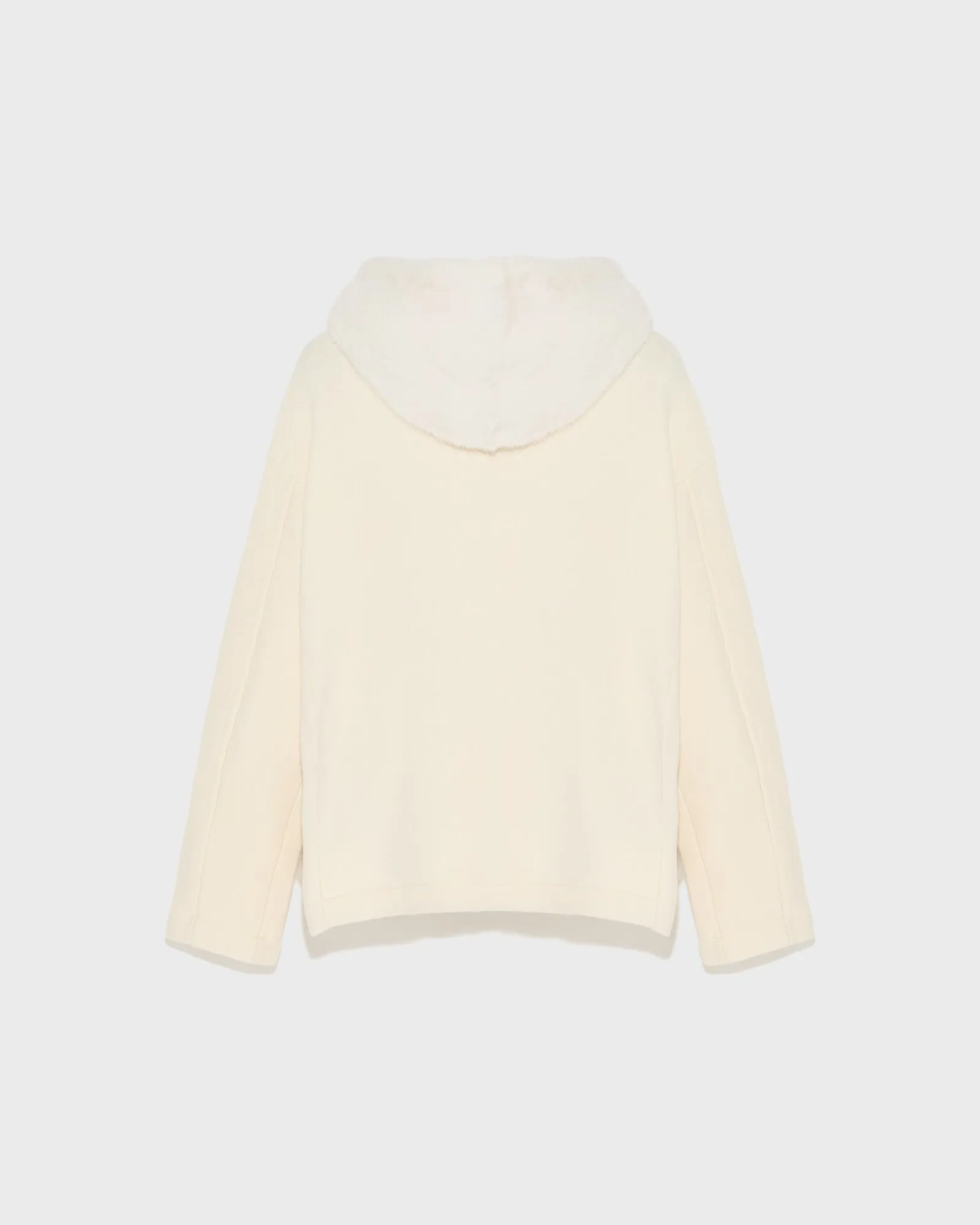 Hooded jacket in knit and mink fur