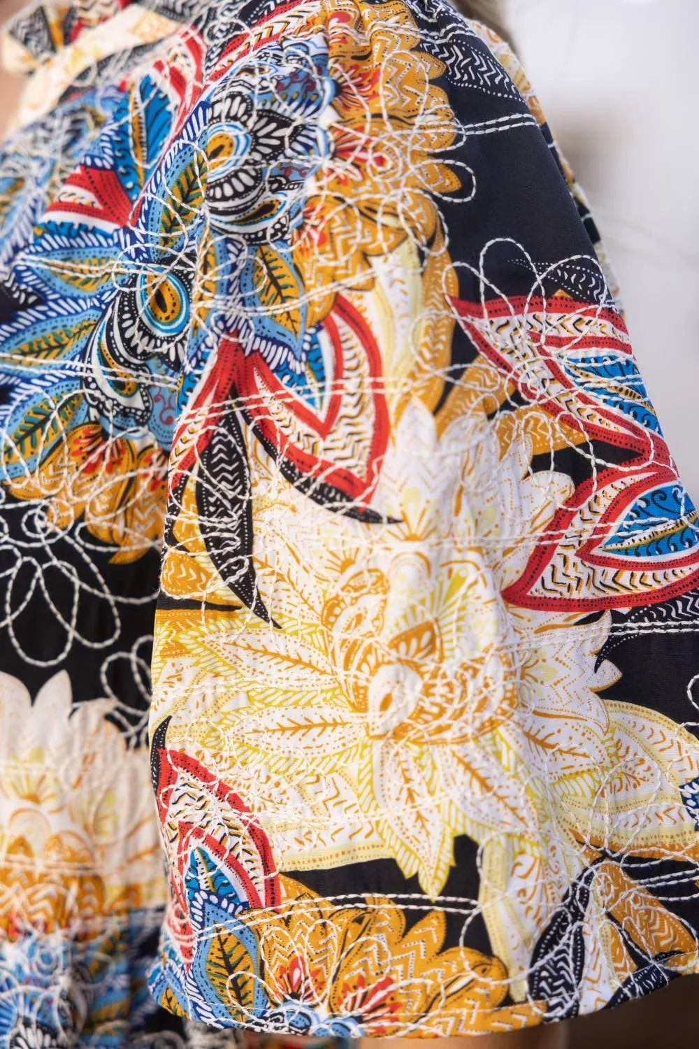 Hope Embroidered Mix Floral Print Tiered Dress
