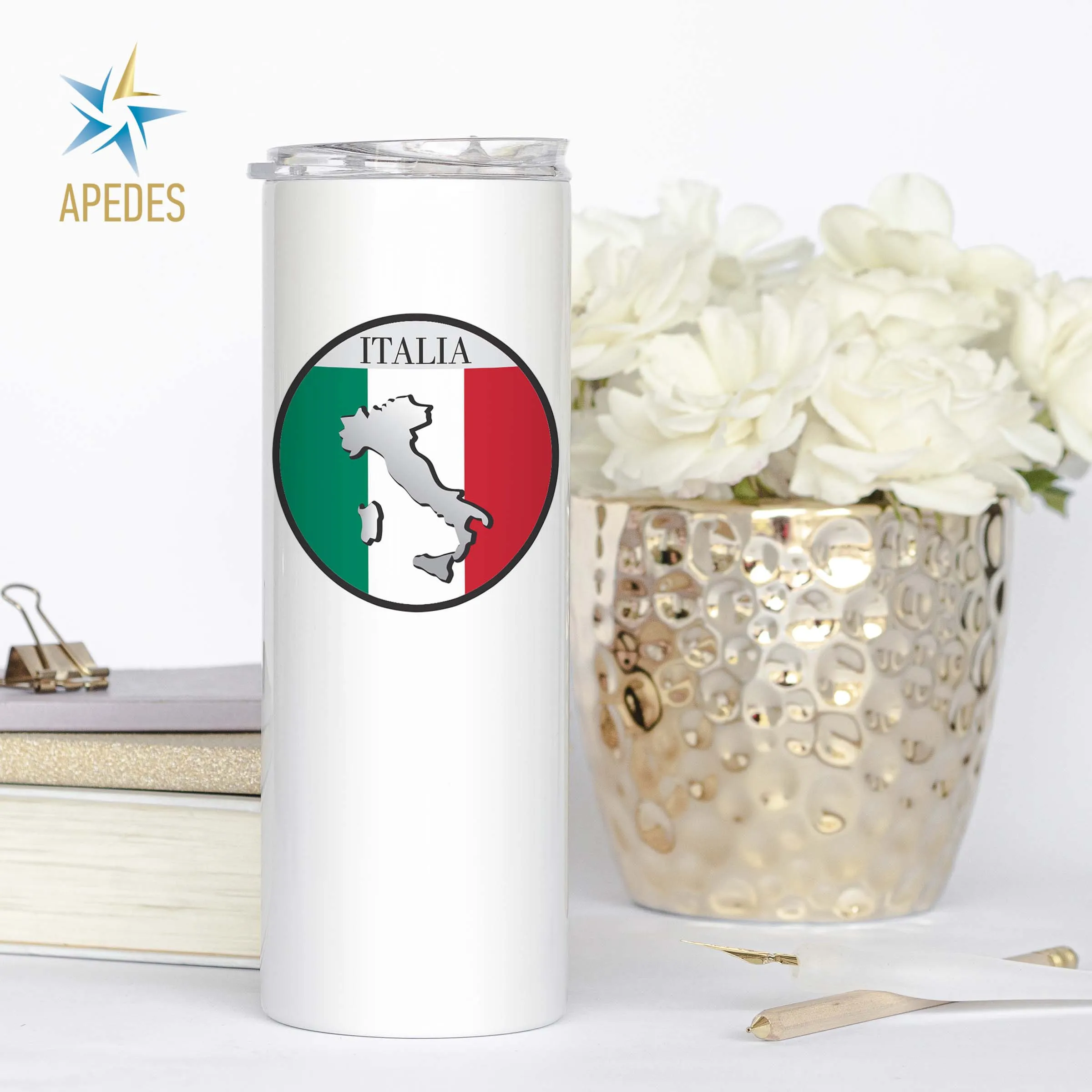 Italy Flag Stainless Steel Skinny Tumbler 20 OZ
