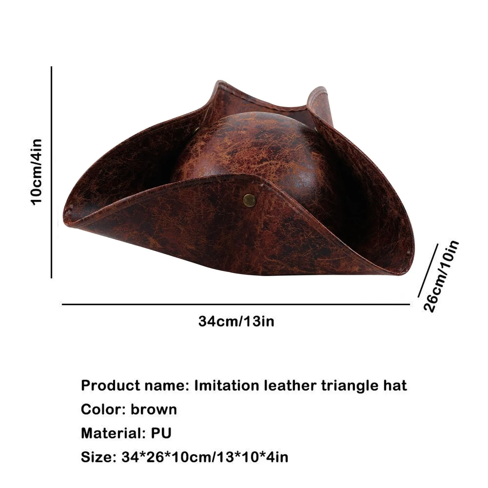 Jack Captain Pirate Wig Pirate Hat Rustic Tricorn Brown Ancient Pirates Hat American European Outdoor Pirate Outdoor Sports