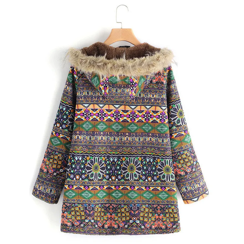 Janessa Boho Faux Fur Sweatshirt Fleece Jacket