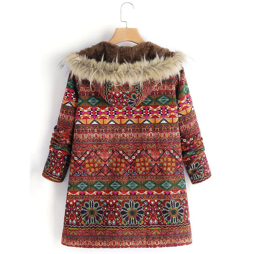 Janessa Boho Faux Fur Sweatshirt Fleece Jacket