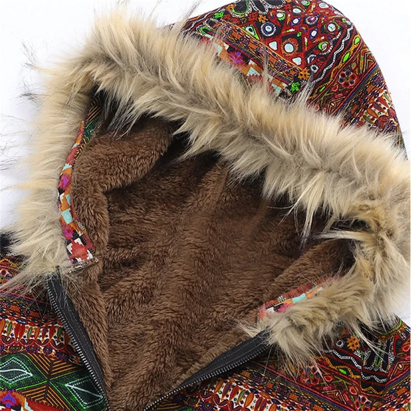 Janessa Boho Faux Fur Sweatshirt Fleece Jacket