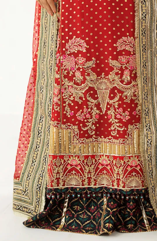 Kameez Trouser Dupatta Red Pakistani Wedding Dress