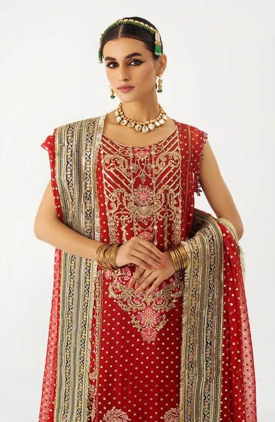 Kameez Trouser Dupatta Red Pakistani Wedding Dress