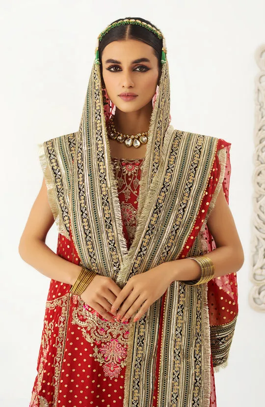 Kameez Trouser Dupatta Red Pakistani Wedding Dress