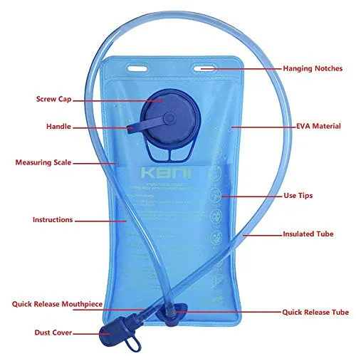 KBNI Hydration Backpack with 2 Litre (68 Ounce) Water Bladder, Lightweight, Suitable for Outdoor Hiking Running Cycling Camping Climbing Sports Perfect for Men Women & Kids