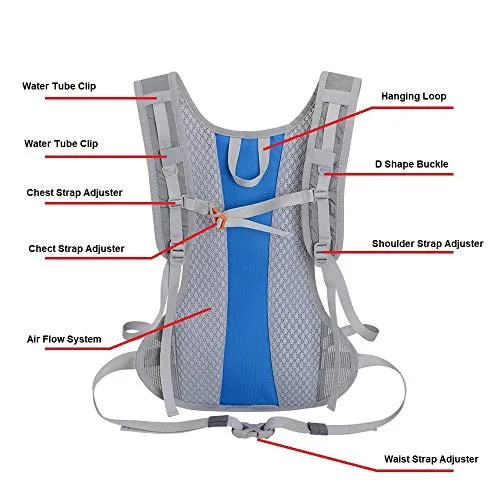 KBNI Hydration Backpack with 2 Litre (68 Ounce) Water Bladder, Lightweight, Suitable for Outdoor Hiking Running Cycling Camping Climbing Sports Perfect for Men Women & Kids