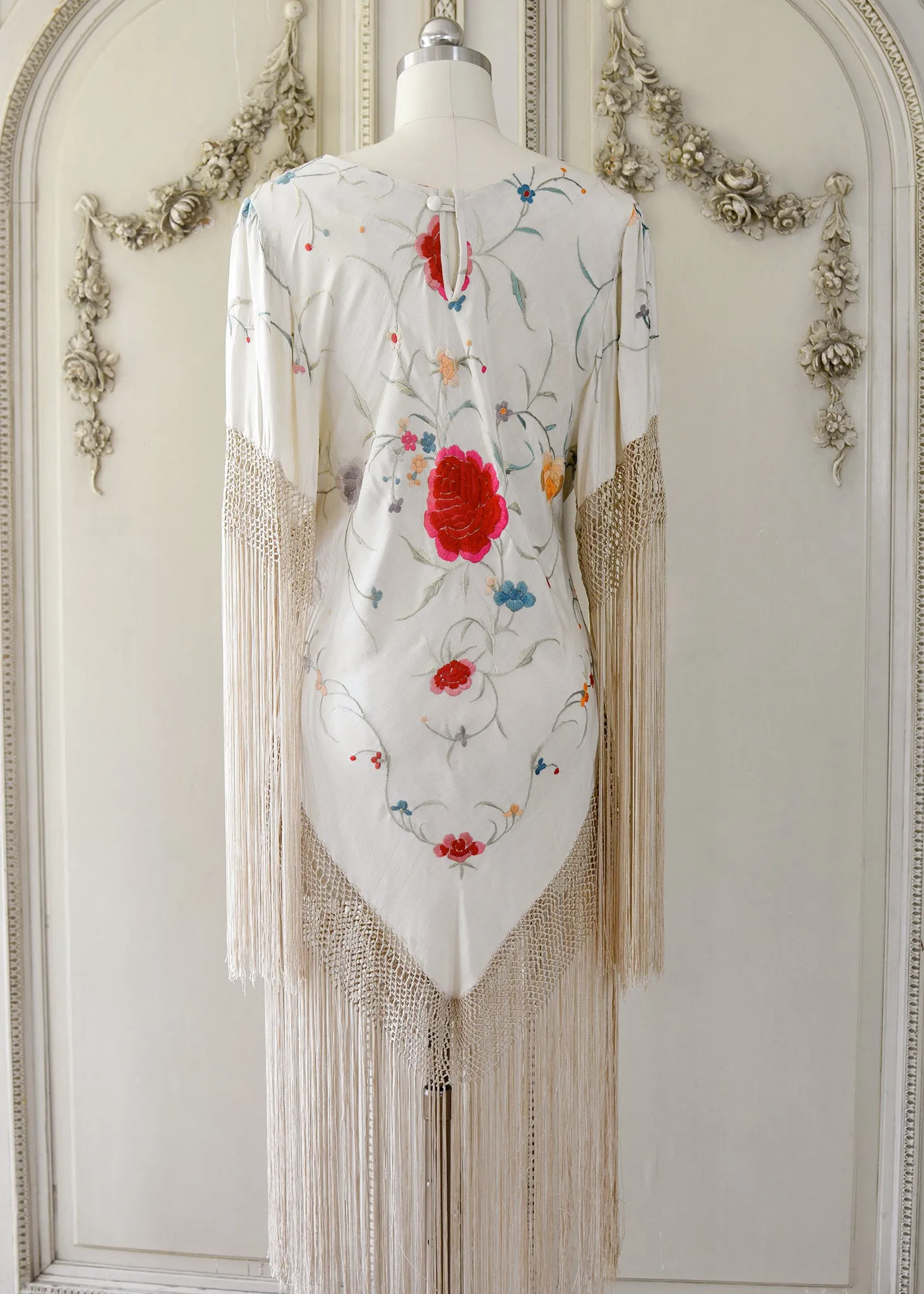 Kit Antique Hand Embroidered Creme with Roses Silk Festival Dress