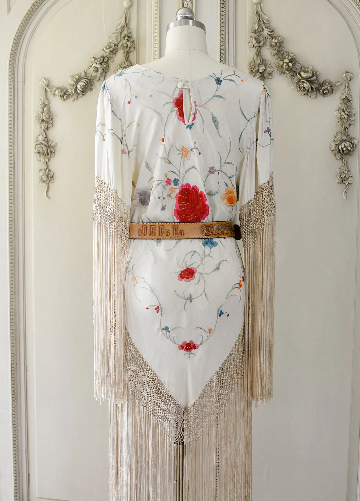 Kit Antique Hand Embroidered Creme with Roses Silk Festival Dress