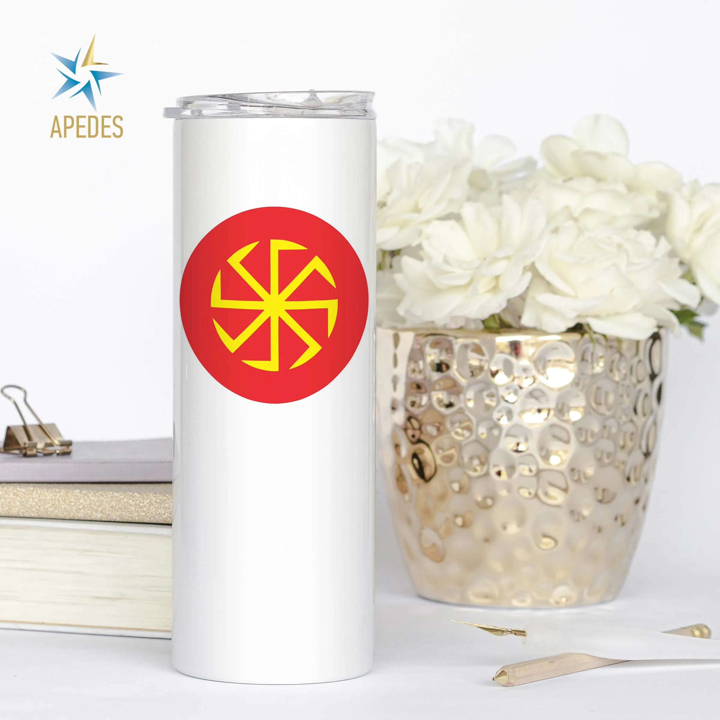 Kolovrat Slavic Solar Symbol Stainless Steel Skinny Tumbler 20 OZ