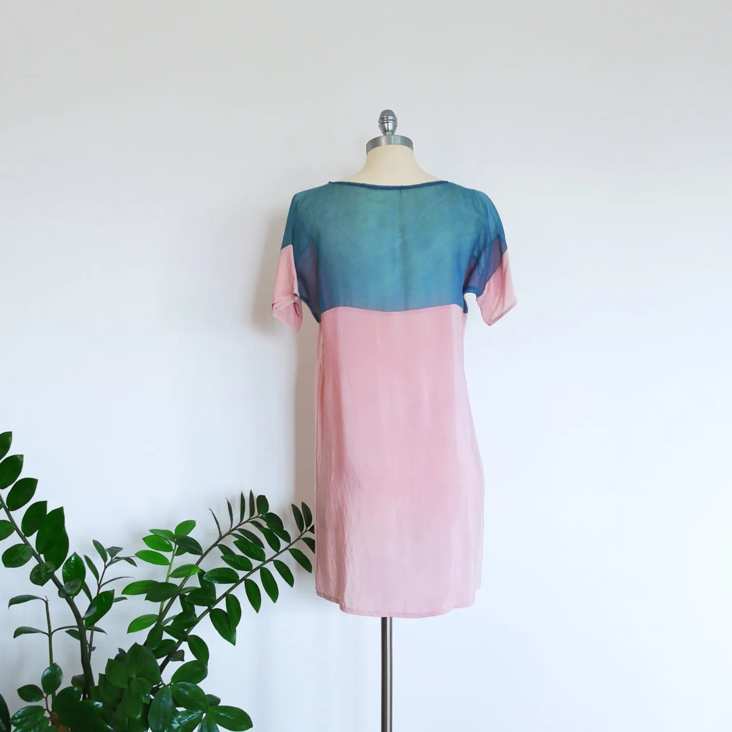 LAC Two Tone Silk dress.  Natural dye handmade. Sz. medium