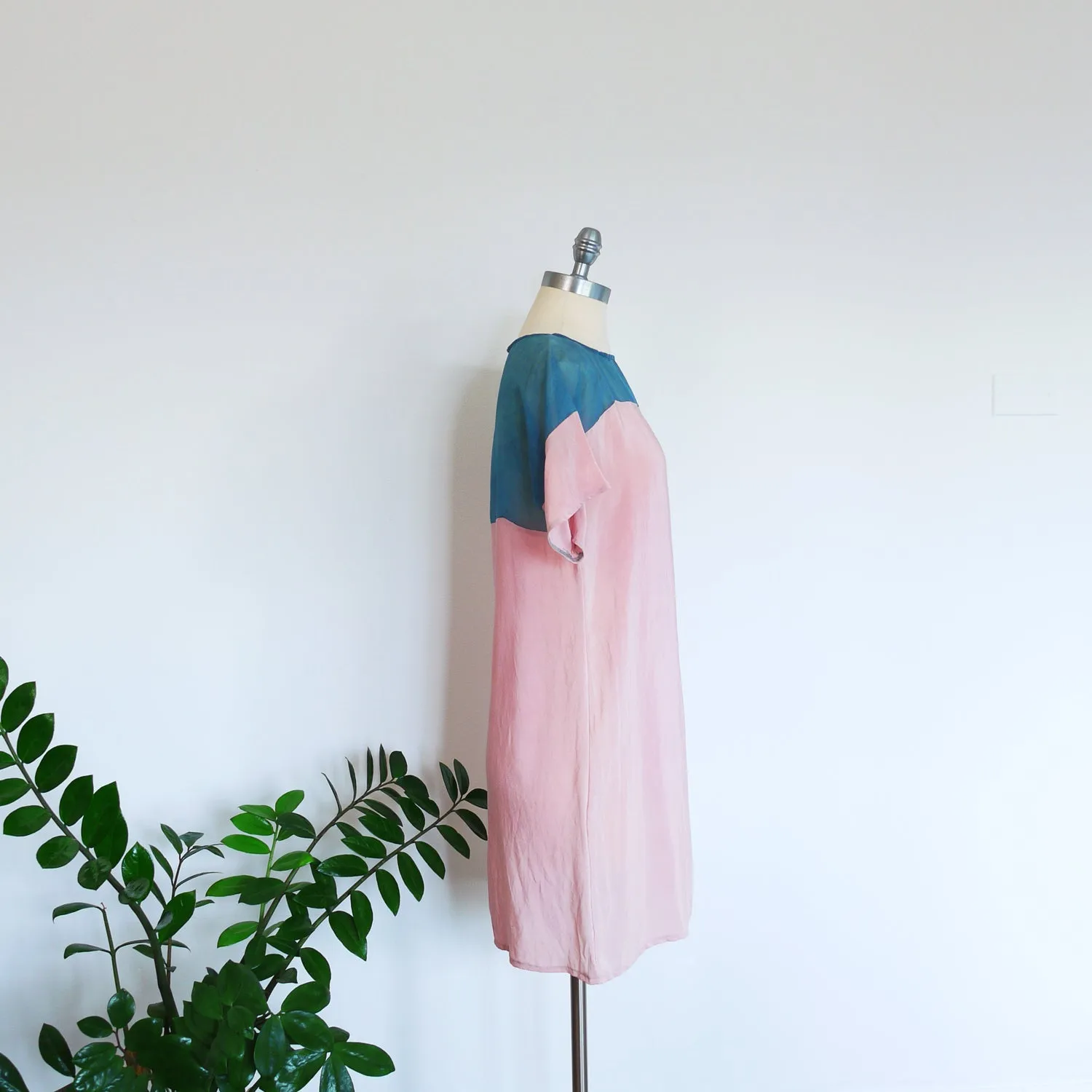 LAC Two Tone Silk dress.  Natural dye handmade. Sz. medium