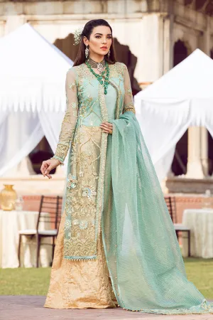 Latest designer embroidered Asian party outfit in mint green color # P2442