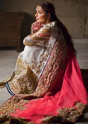 Latest organza embroidered lehnga dress in blue and red color # B3394