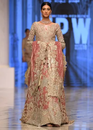 Latest pink embroidered Pakistani bridal dress on net fabric  # B3372