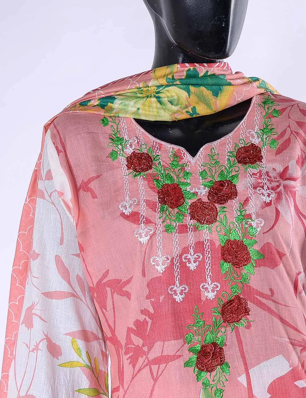 LC-4B - Dazzling Dahlia   |  Unstitched Printed & Embroidered Cambric Dress