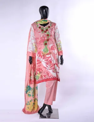 LC-4B - Dazzling Dahlia   |  Unstitched Printed & Embroidered Cambric Dress