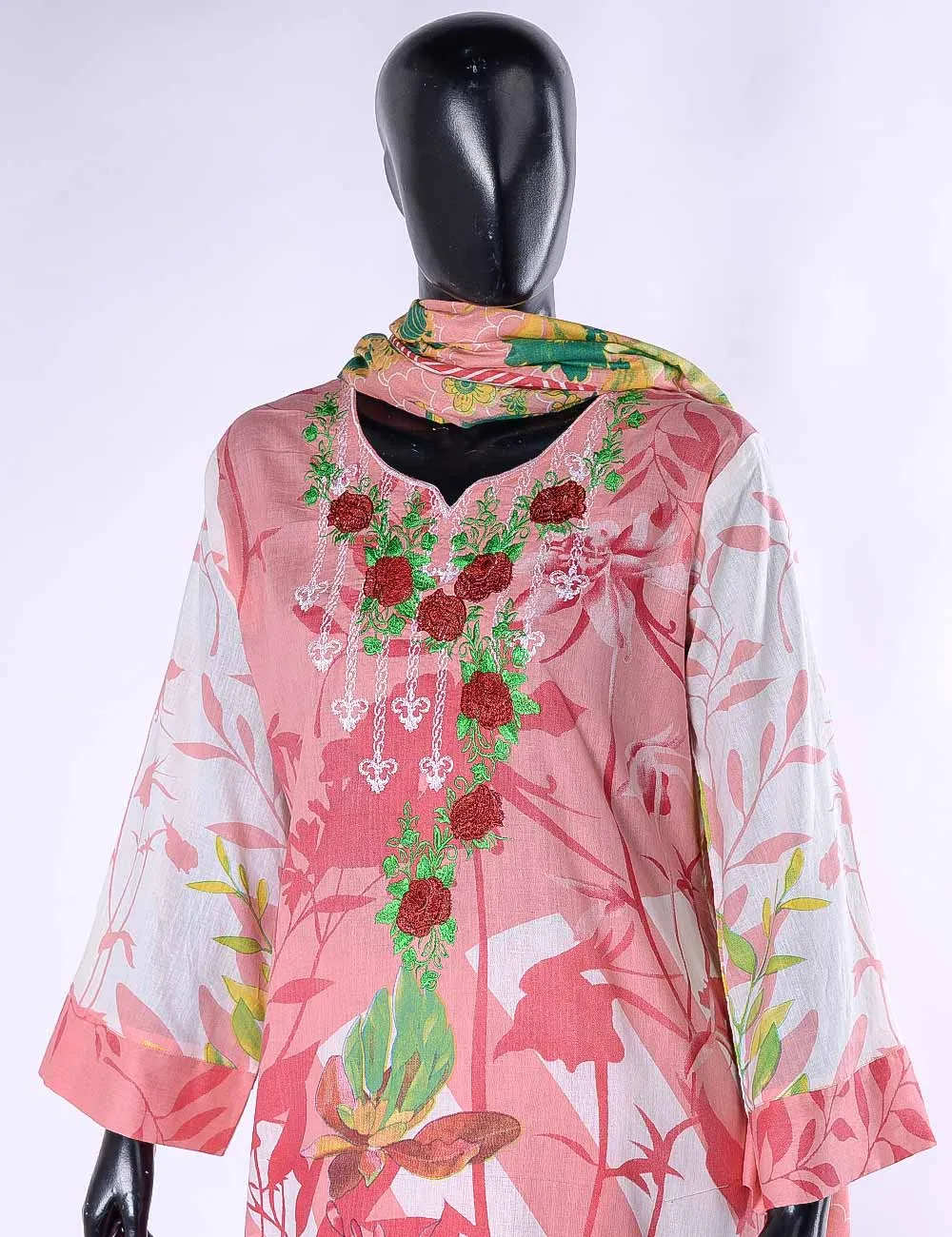 LC-4B - Dazzling Dahlia   |  Unstitched Printed & Embroidered Cambric Dress