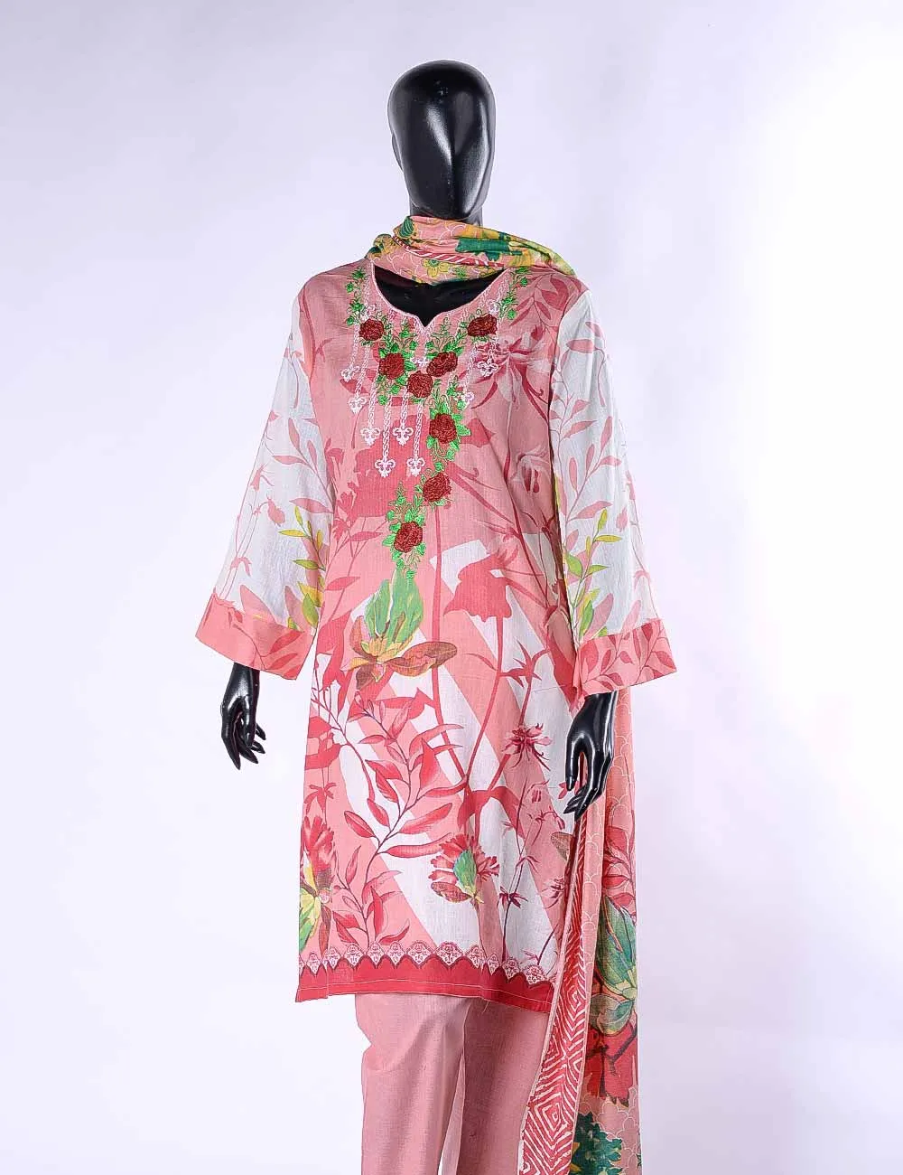 LC-4B - Dazzling Dahlia   |  Unstitched Printed & Embroidered Cambric Dress