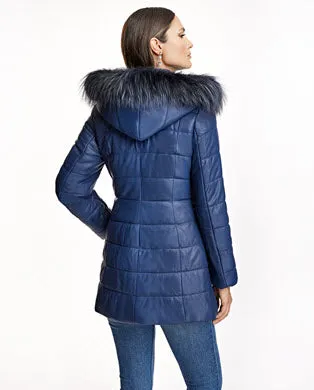 Leather Jacket With Fox Trimmed Hood