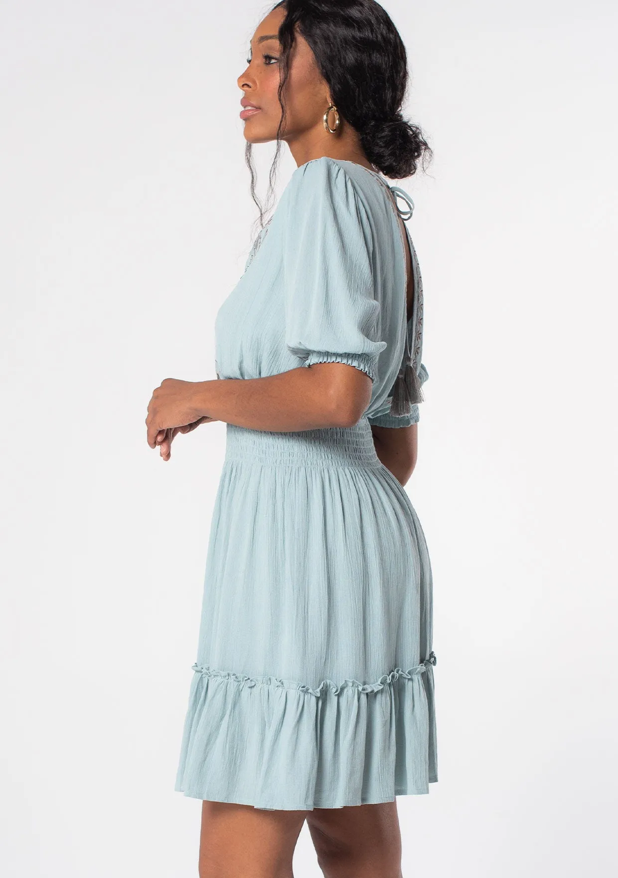 Libra Embroidered Mini Dress