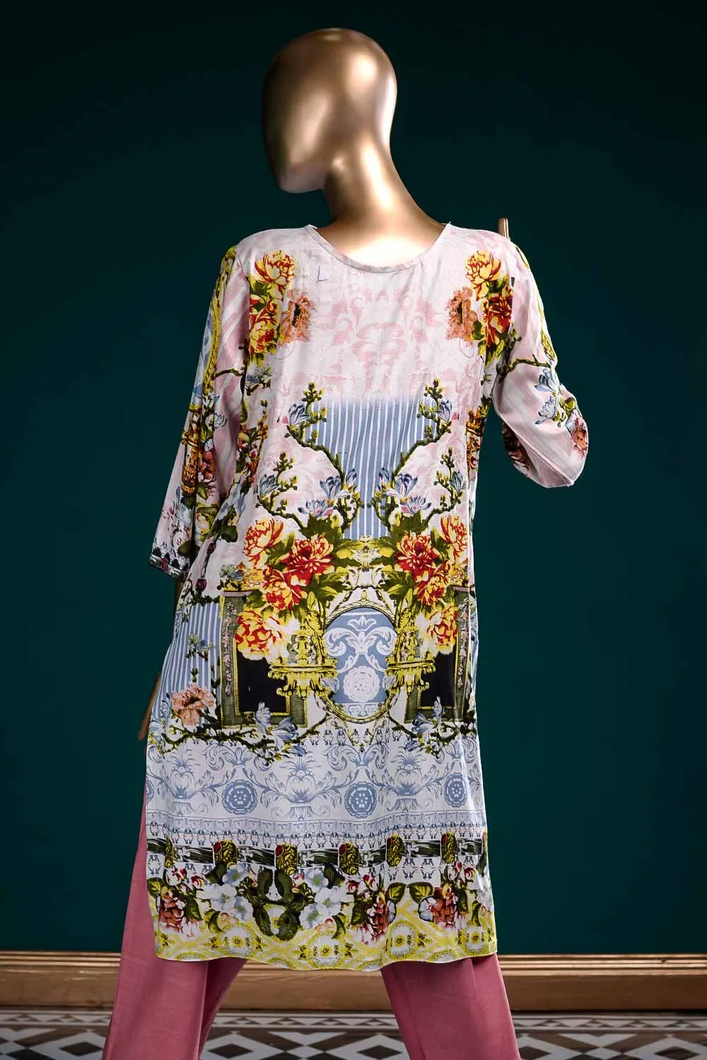 LL-3A - Lavender Odor  |  Unstitched Printed & Embroidered Linen Dress