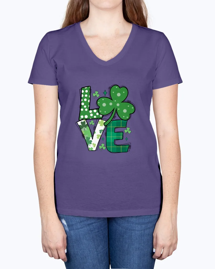 Love Green Clover - Ladies V-neck T-Shirt