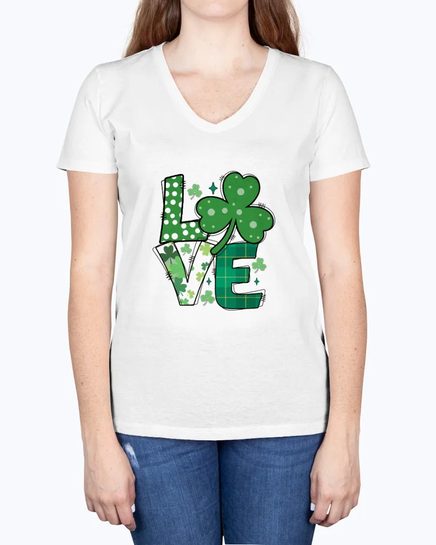 Love Green Clover - Ladies V-neck T-Shirt
