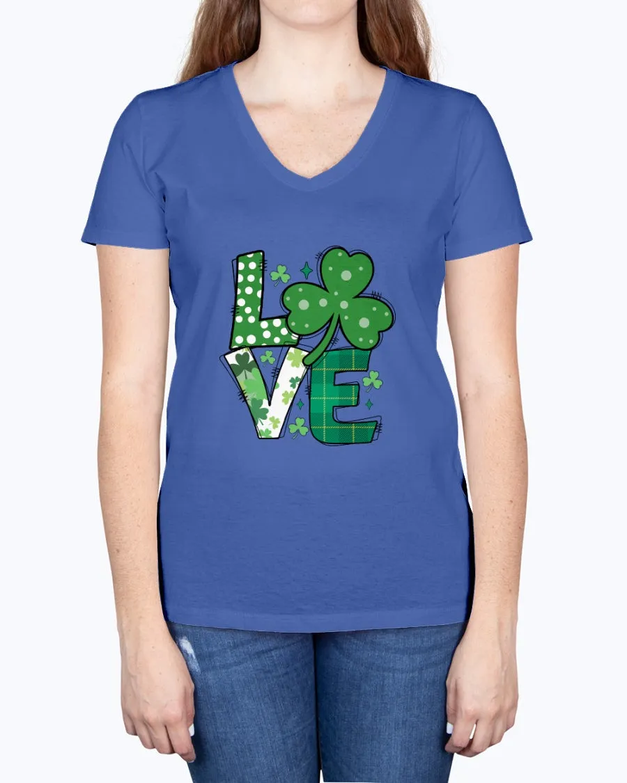 Love Green Clover - Ladies V-neck T-Shirt
