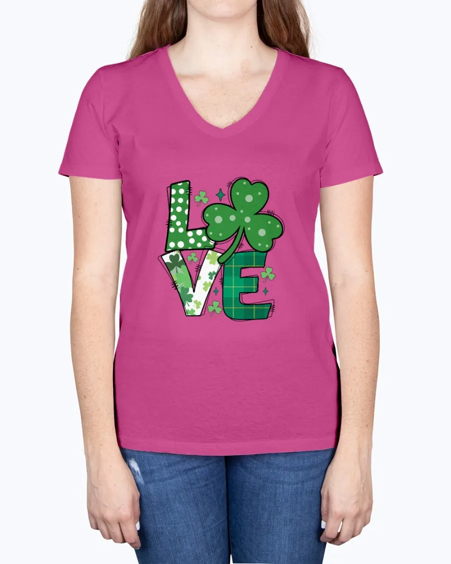 Love Green Clover - Ladies V-neck T-Shirt