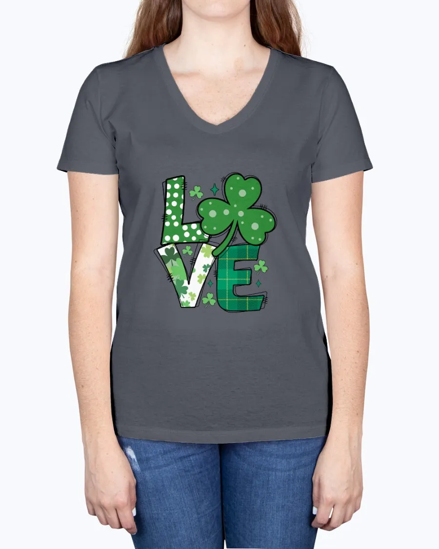 Love Green Clover - Ladies V-neck T-Shirt