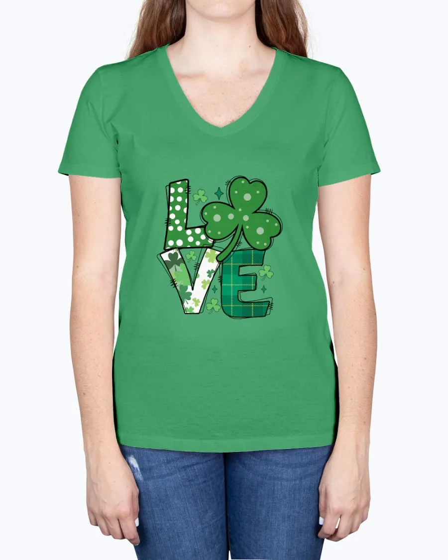 Love Green Clover - Ladies V-neck T-Shirt
