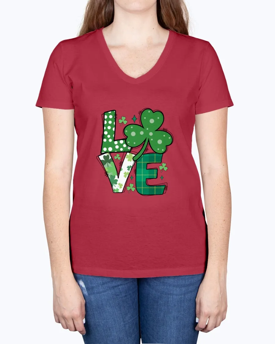 Love Green Clover - Ladies V-neck T-Shirt