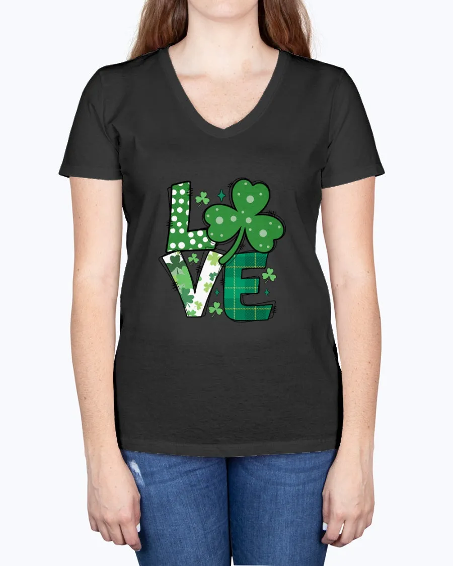 Love Green Clover - Ladies V-neck T-Shirt