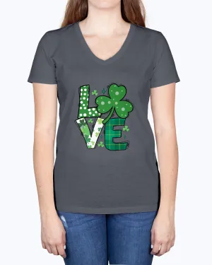 Love Green Clover - Ladies V-neck T-Shirt