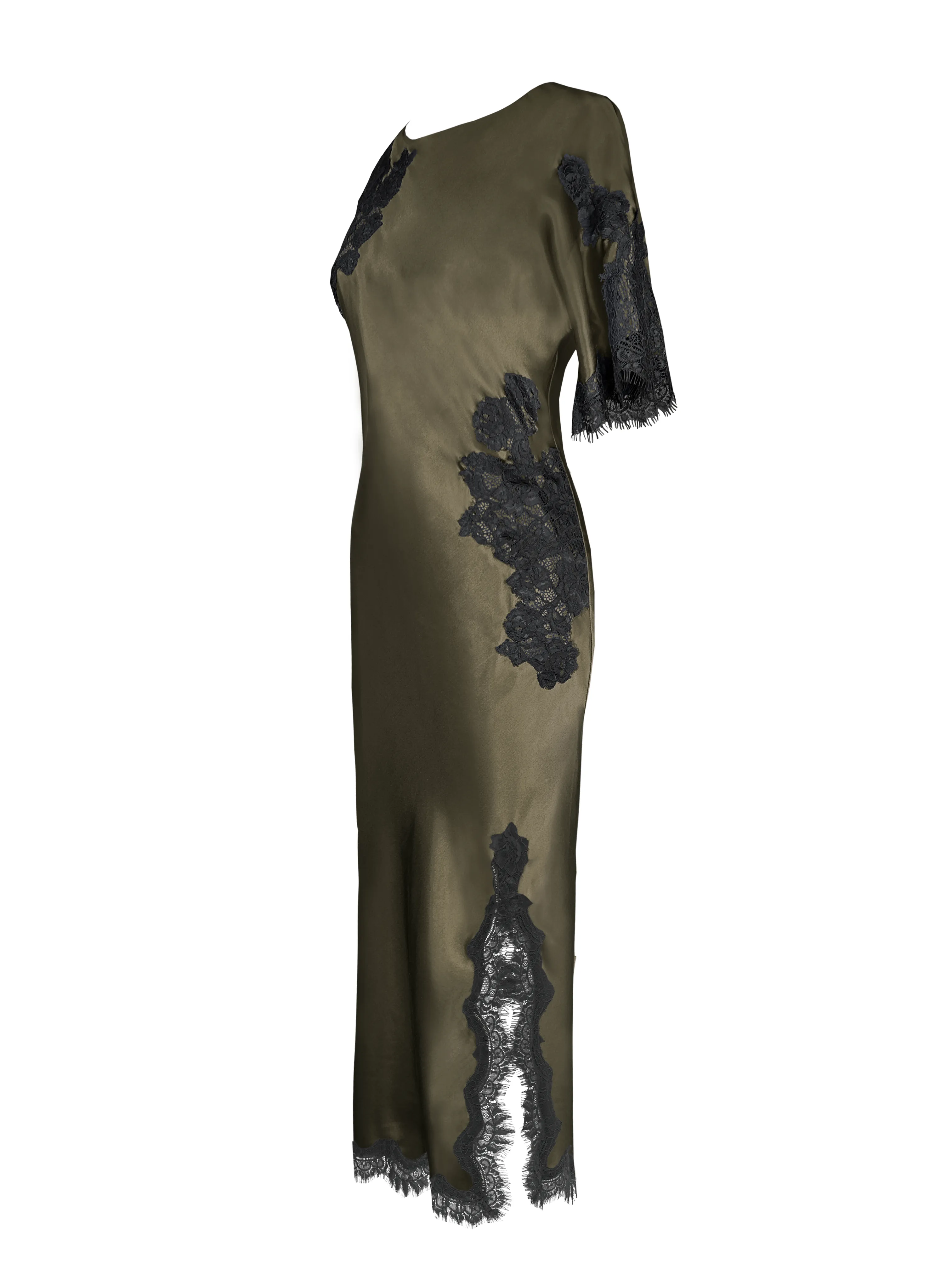 Luna Long Bias Dress - Moss Green/Black