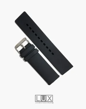 LUX Silicone Rubber Dive Watch Strap Black Flat