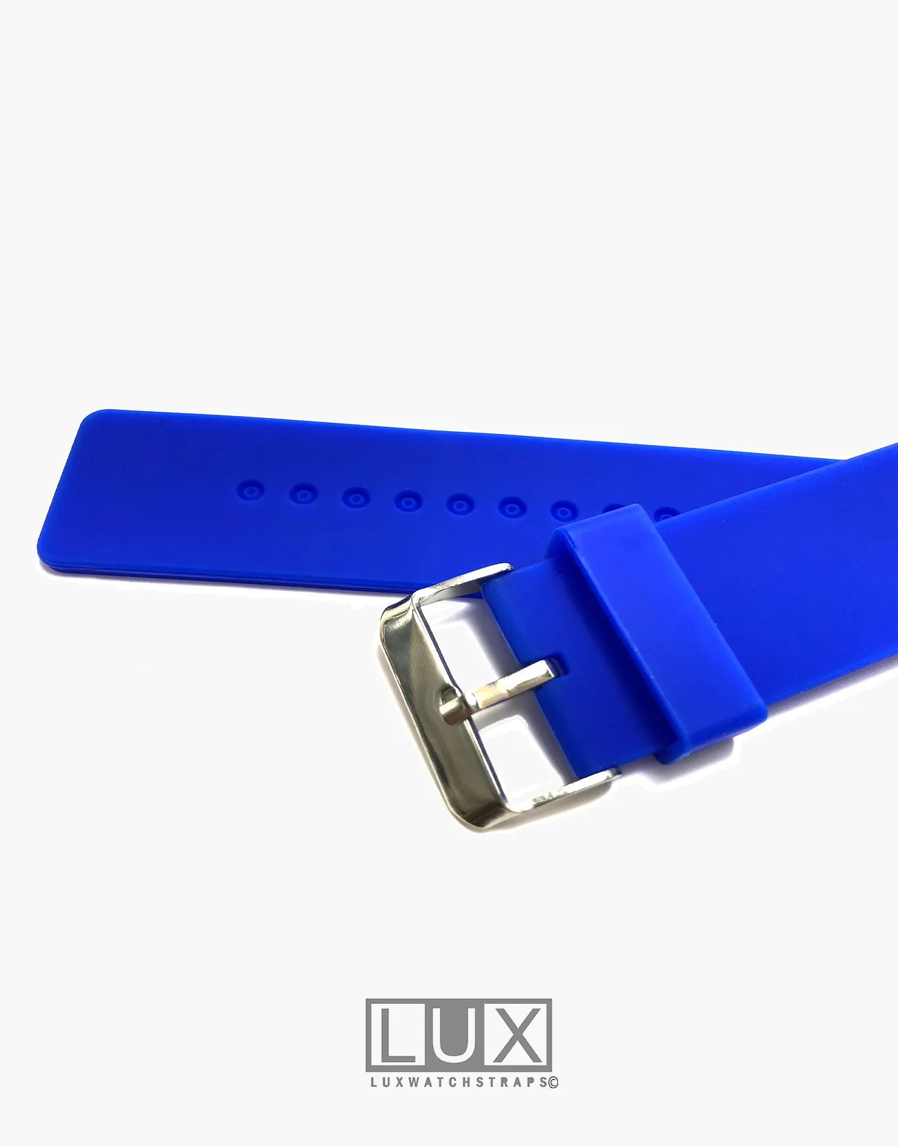 LUX Silicone Rubber Dive Watch Strap Blue Flat