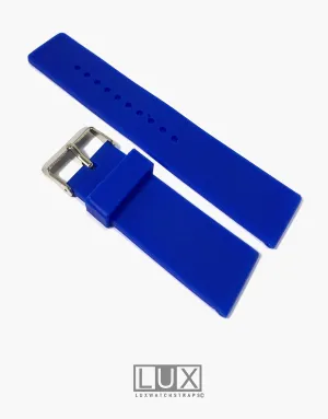 LUX Silicone Rubber Dive Watch Strap Blue Flat