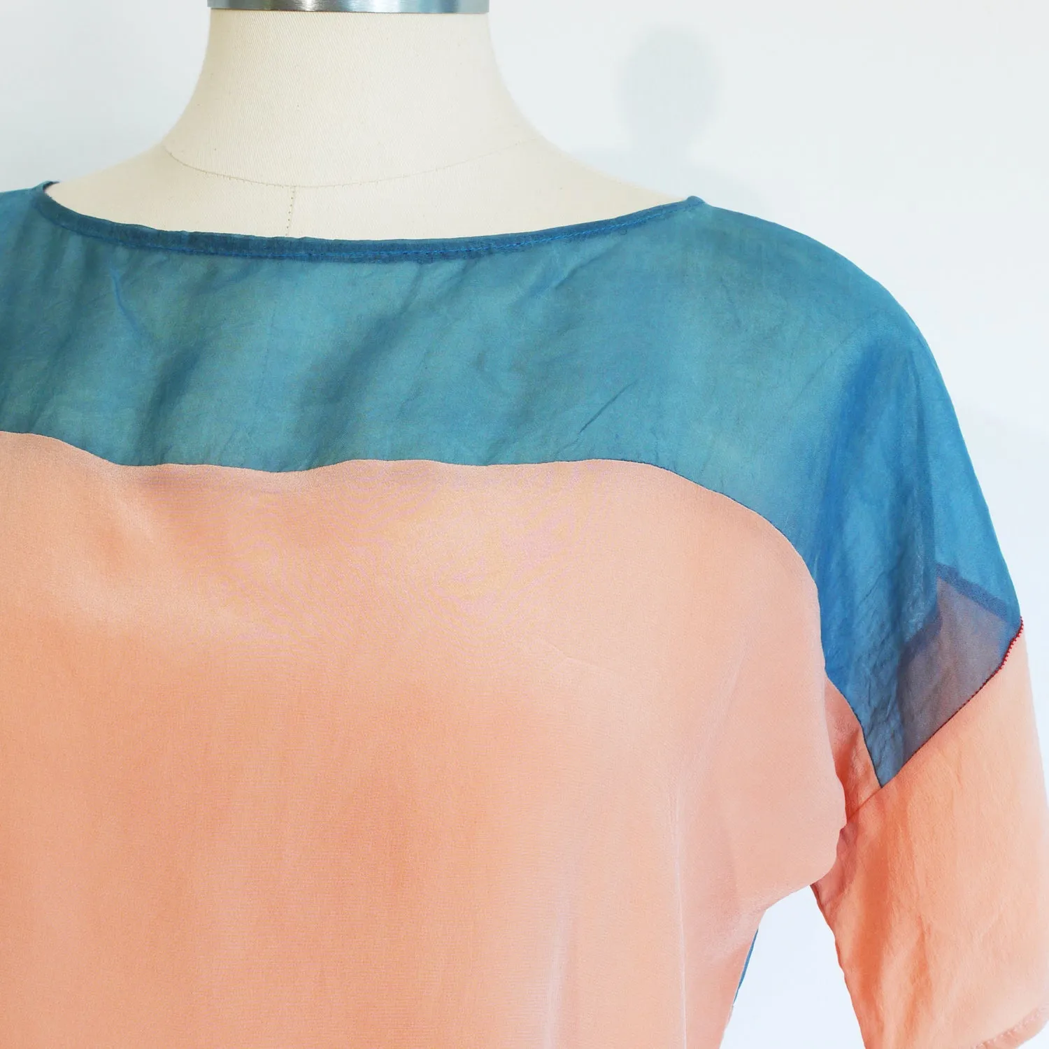 MADDER Two Tone Silk dress.  Natural dye handmade. Sz. medium