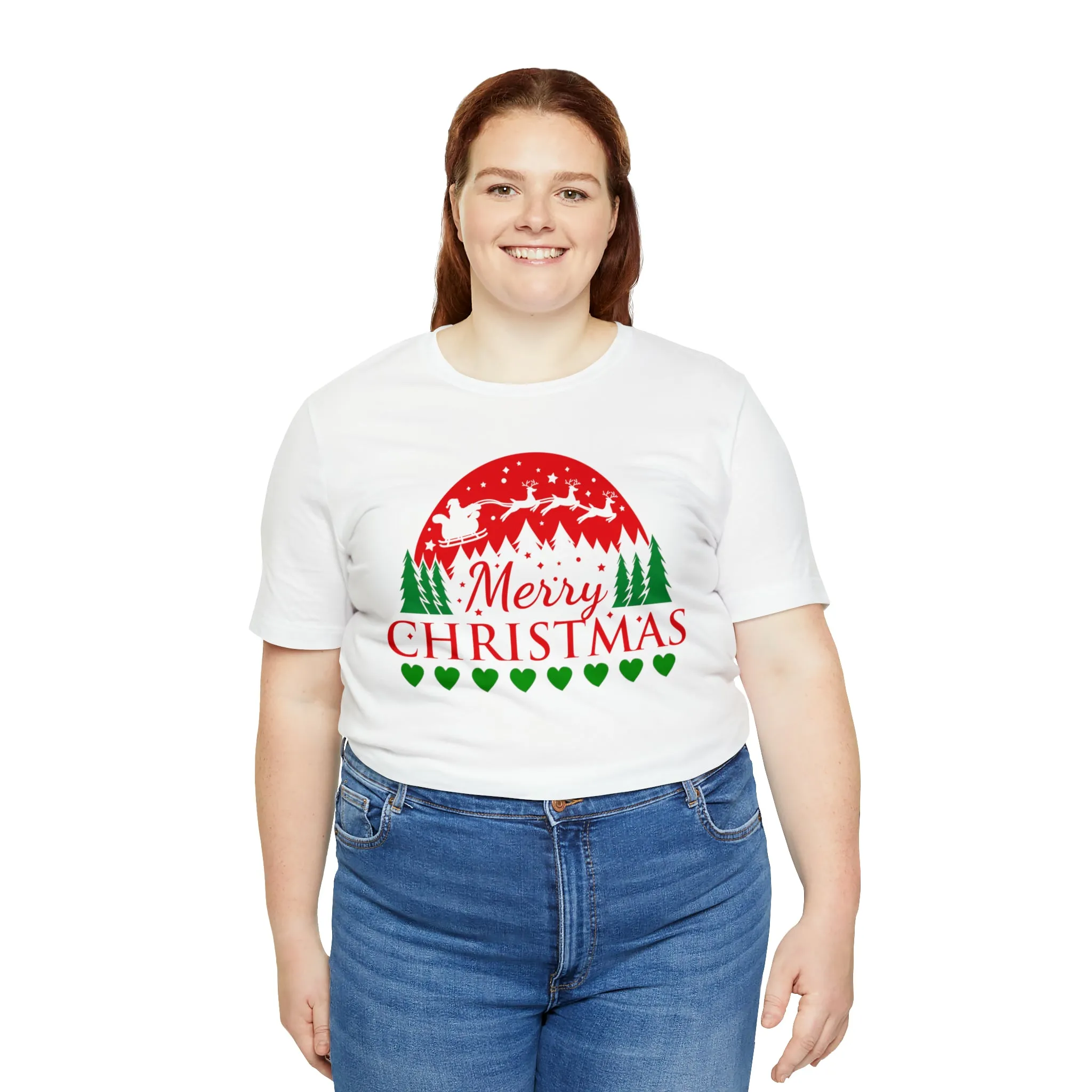 Merry Christmas Santa Sleigh T-Shirt | Festive XMas Tee |  Bella Canvas 3001 Unisex | Happy Holidays Short Sleeve T-Shirt
