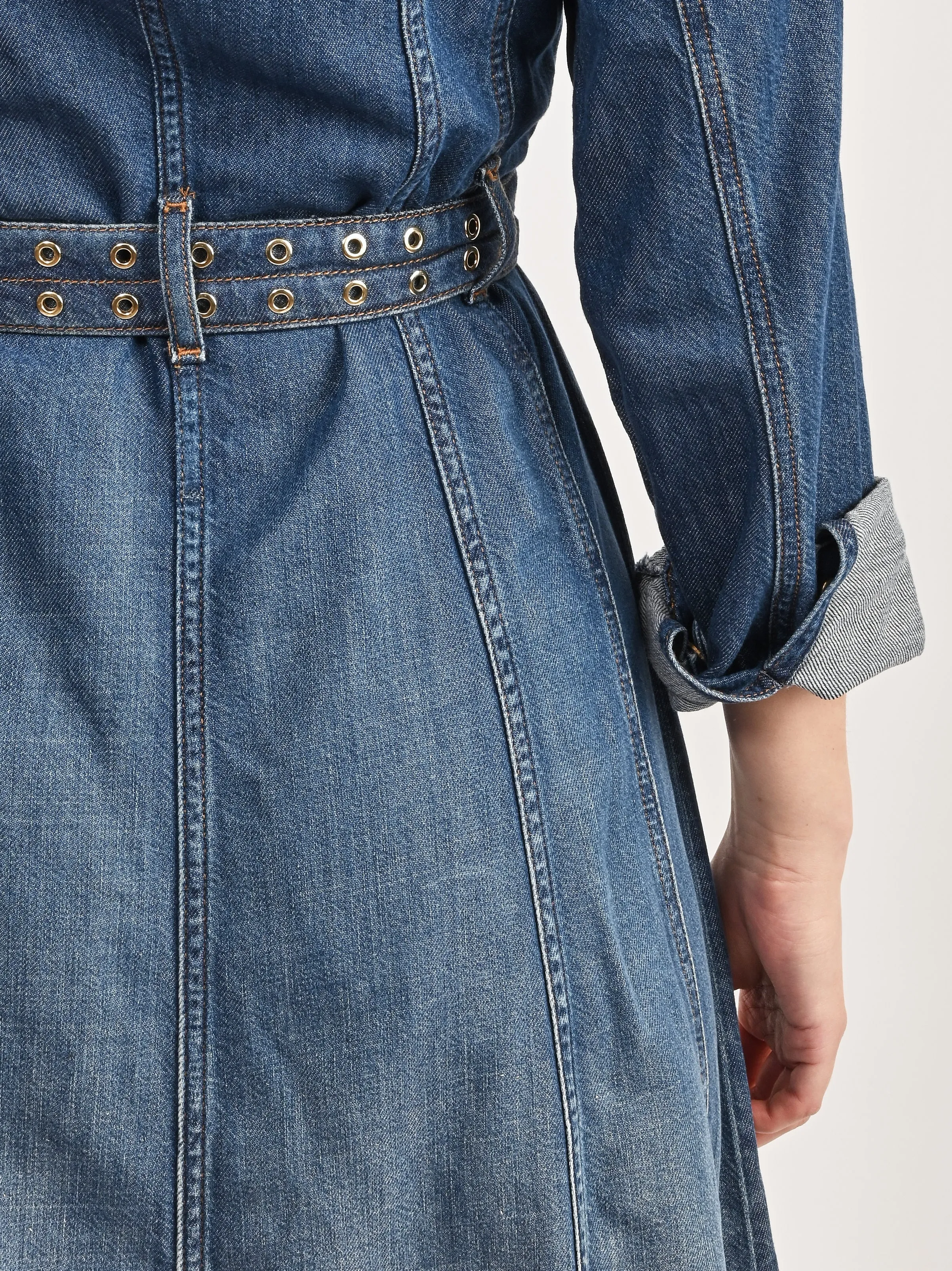 Mid Blue Vintage Light Denim Maxi Dress