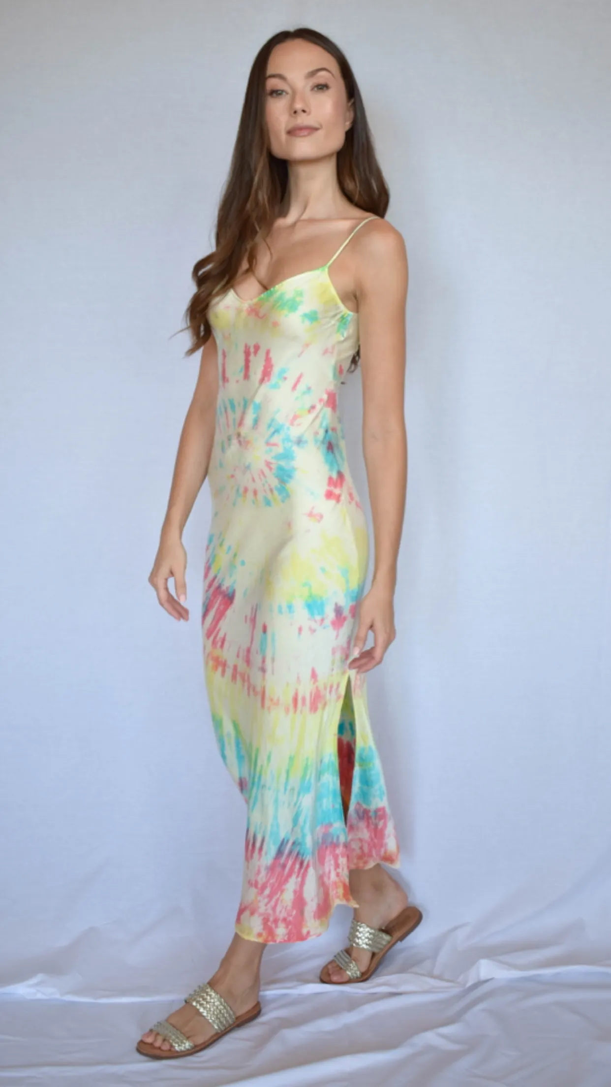 Midi Slip Dress with Side Slit